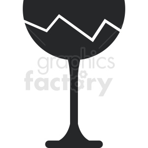 A clipart image of a wine glass with a crack through it.