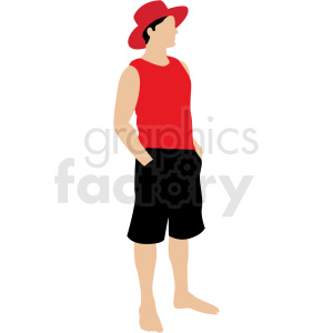 Summer Outfit of Man in Hat and Shorts