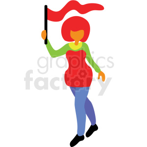 woman holding festival flag vector clipart