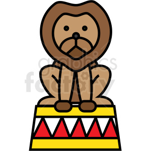 Cartoon Lion on Circus Pedestal