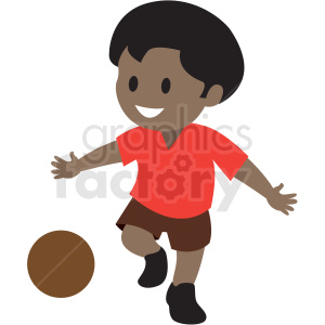 cartoon African American boy playing kickball