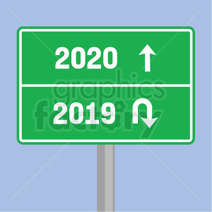2020 road sign clipart blue background
