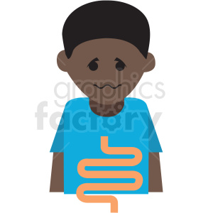 african american boy with upset digestion vector icon