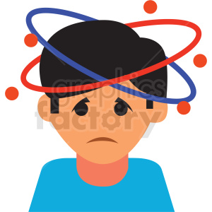 cartoon boy with bad headache vector icon