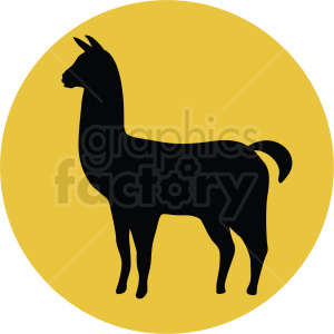 llama silhouette on yellow background