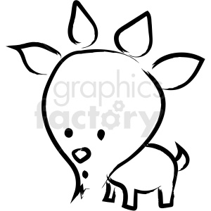 Black and White Cartoon Goat