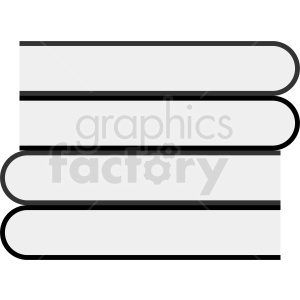 This clipart image features a stack of three books with a simple, minimalist design in grayscale.