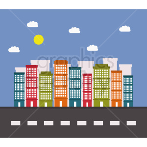 cartoon city with road scene vector