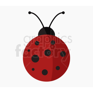 A clipart image of a ladybug with a red body and black spots. The ladybug also has black antennae and head.