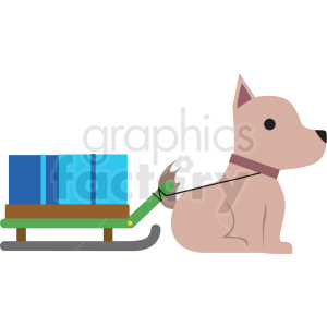 dog pulling sled flat vector icon