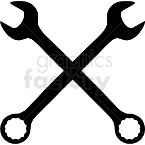 crossed combination wrench vector icon