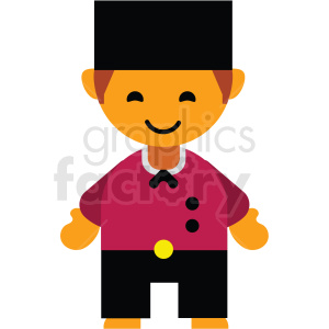 Clipart of a cartoon-style person wearing traditional Dutch attire, featuring a red shirt and a black hat.