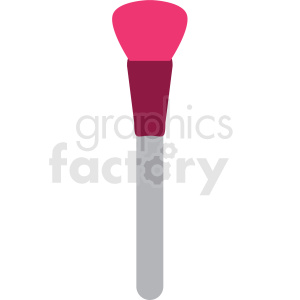 The clipart image depicts a makeup brush, which is a tool used for applying cosmetics such as foundation, blush, or powder to the face. The brush has soft bristles that are typically made of synthetic materials and may be used for blending or buffing products onto the skin. The image shows a stylized illustration of the brush in vector format, with a handle and bristles visible.
