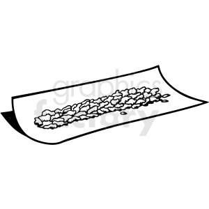 A clipart image of a rolling paper with ground cannabis, ready to be rolled into a joint.