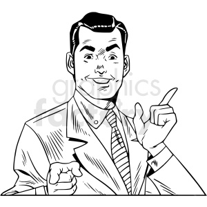 Retro of Businessman Pointing