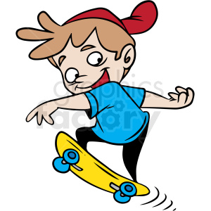 cartoon child skateboarding vector