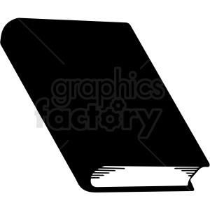 Silhouette of a closed book in a clipart style, representing education.