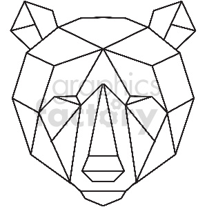 The clipart image displays a stylized, geometric bear head. The bear's face and head are composed of various straight lines and sharp angles, giving it a faceted, polygonal appearance, reminiscent of modern, low-poly art designs.