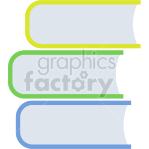 Clipart illustration of a stack of three books with colorful outlines.