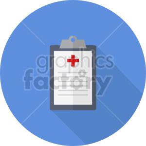 Clipart of a medical clipboard with a red cross symbol on a document.