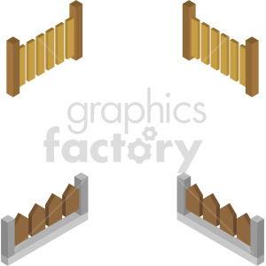 isometric fence vector icon clipart 6
