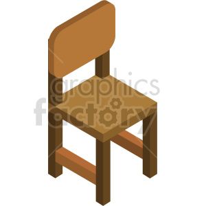 Isometric illustration of a wooden chair with a backrest.