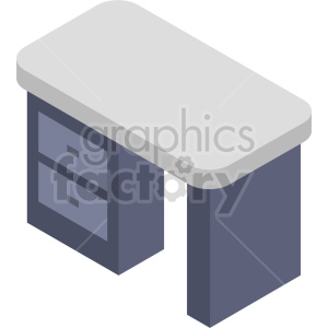 Clipart image of a grey office desk with two drawers.