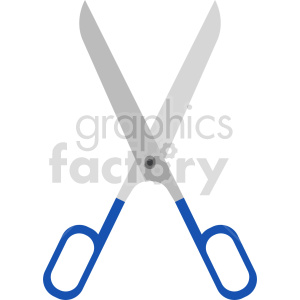 Clipart image of a pair of scissors with blue handles.