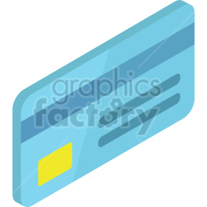 Clipart of a blue credit card with a yellow chip and two dark blue stripes