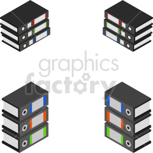 isometric data floppy disk books vector icon clipart 3