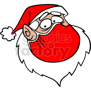 Clipart of Santa Claus wearing a red face mask and hat, representing Christmas during a health-conscious holiday season.