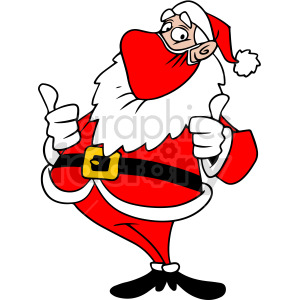 Cartoon Santa Claus giving thumbs up while wearing a face mask.