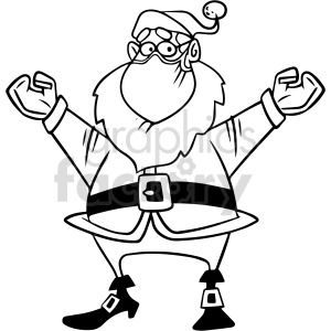 black and white Christmas Santa wearing mask vector clipart