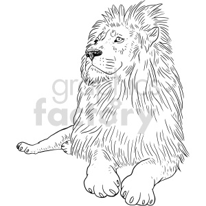 lion black and white clipart