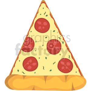 A clipart image of a slice of pepperoni pizza with cheese and pepperoni toppings.