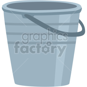   This clipart image depicts a simple blue garden bucket with a gray handle. 