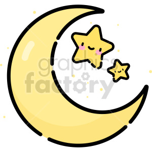 cartoon moon with stars clip art