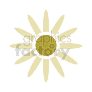 A simple clipart image of a daisy-like flower with a yellow center and light yellow petals.