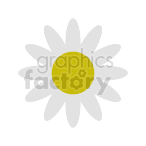 A simple clipart image of a daisy with white petals and a yellow center.