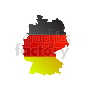 Clipart of Germany's map in the colors of the national flag - black, red, and yellow.