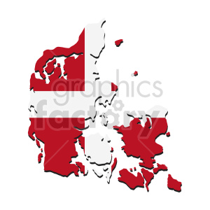 3D map of Denmark with a flag overlay.