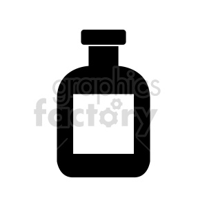 Simple black and white clipart image of a medicine bottle.