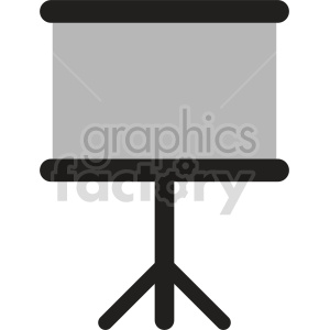 Clipart image of a blank presentation board on a tripod stand.