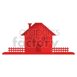 A simple red house illustration with a picket fence.