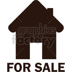 A simplistic clipart image of a house silhouette with the text 'For Sale' beneath it, symbolizing real estate sales.