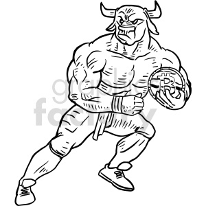 The clipart image depicts a muscular figure with the head of a bull, representing strength and aggression, holding a coin with the Bitcoin symbol. This is a symbolic representation often associated with a bullish market in the world of cryptocurrencies, where prices are rising or expected to rise.