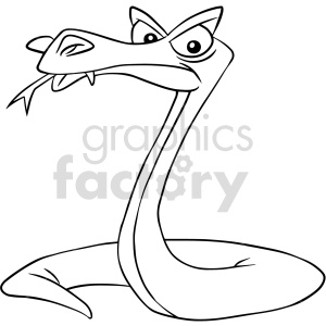 The clipart image depicts a stylized cartoon snake. It features a long, curved body with the head of the snake raised and facing the viewer. The snake is drawn with eyes set forward and a forked tongue sticking out of its mouth.