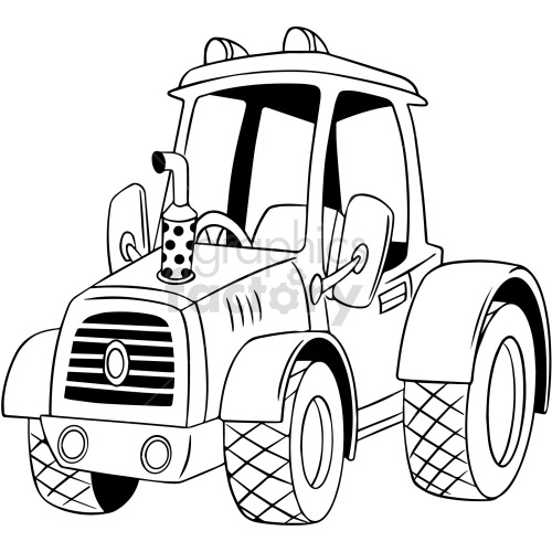 black and white cartoon tractor clipart