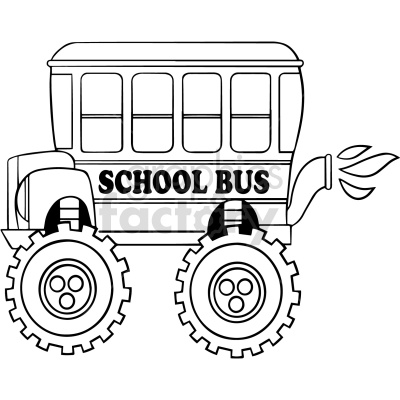 black and white racing school bus cartoon