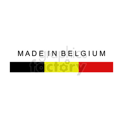 Clipart image with the text 'Made in Belgium' above a horizontal band composed of three colors - black, yellow, and red, representative of the Belgian flag.